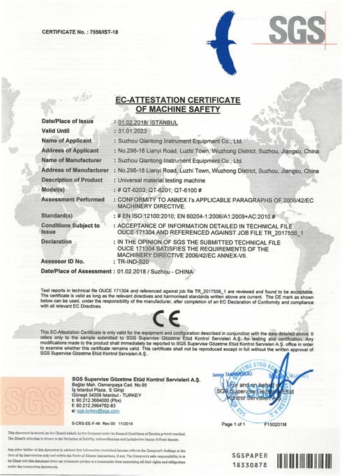 Certificado SGS · conformidad CE